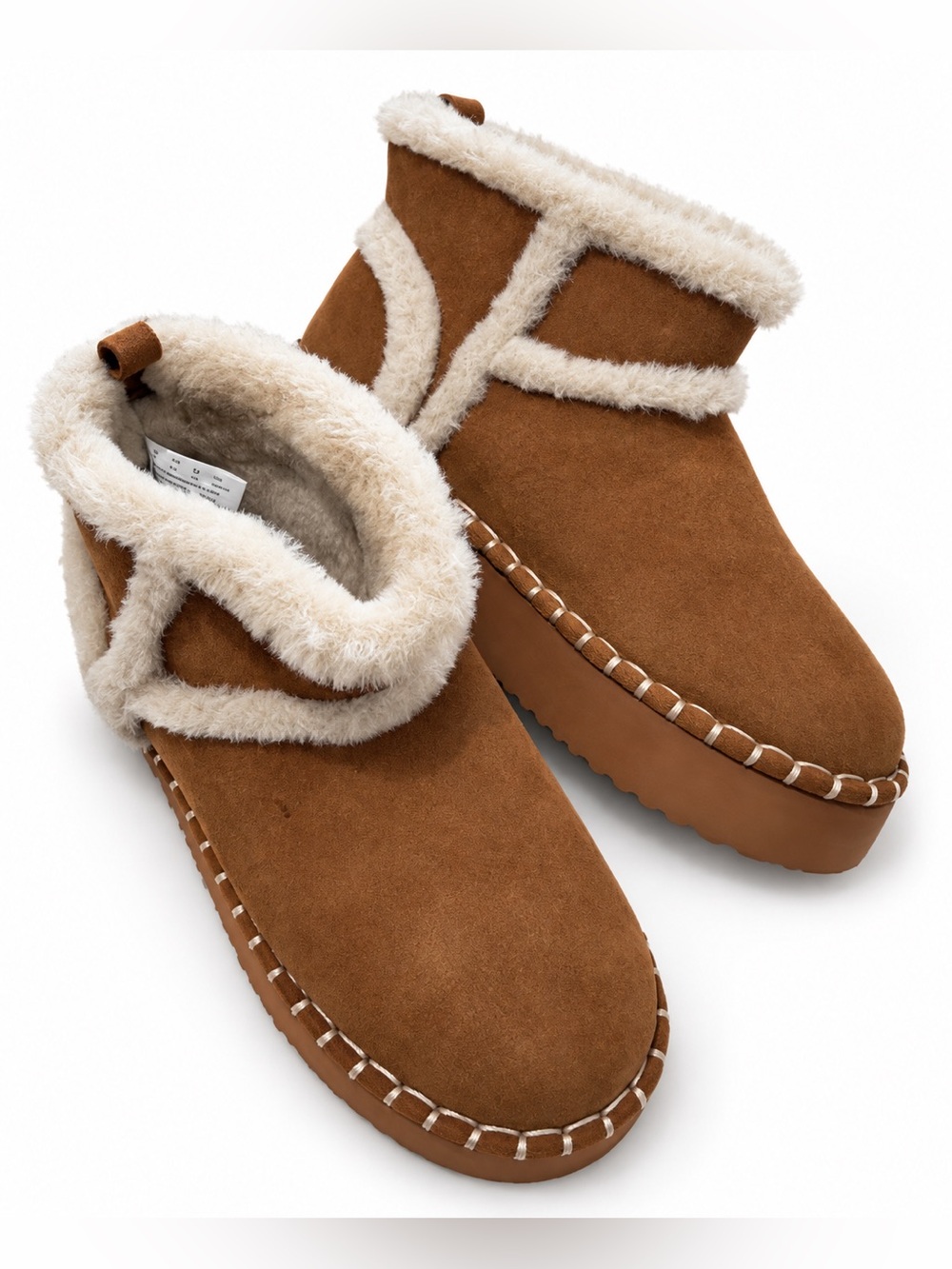 American Eagle Outfitters Women's Tan Faux-Shearling Slip-On Slippers